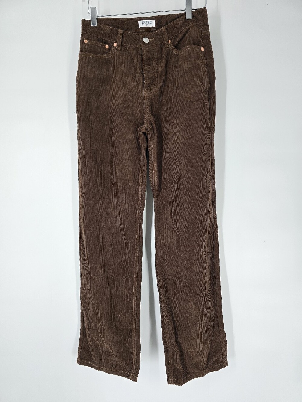 Parke Brown Corduroy Button Fly Straight Leg Pants Size 27 100% Cotton